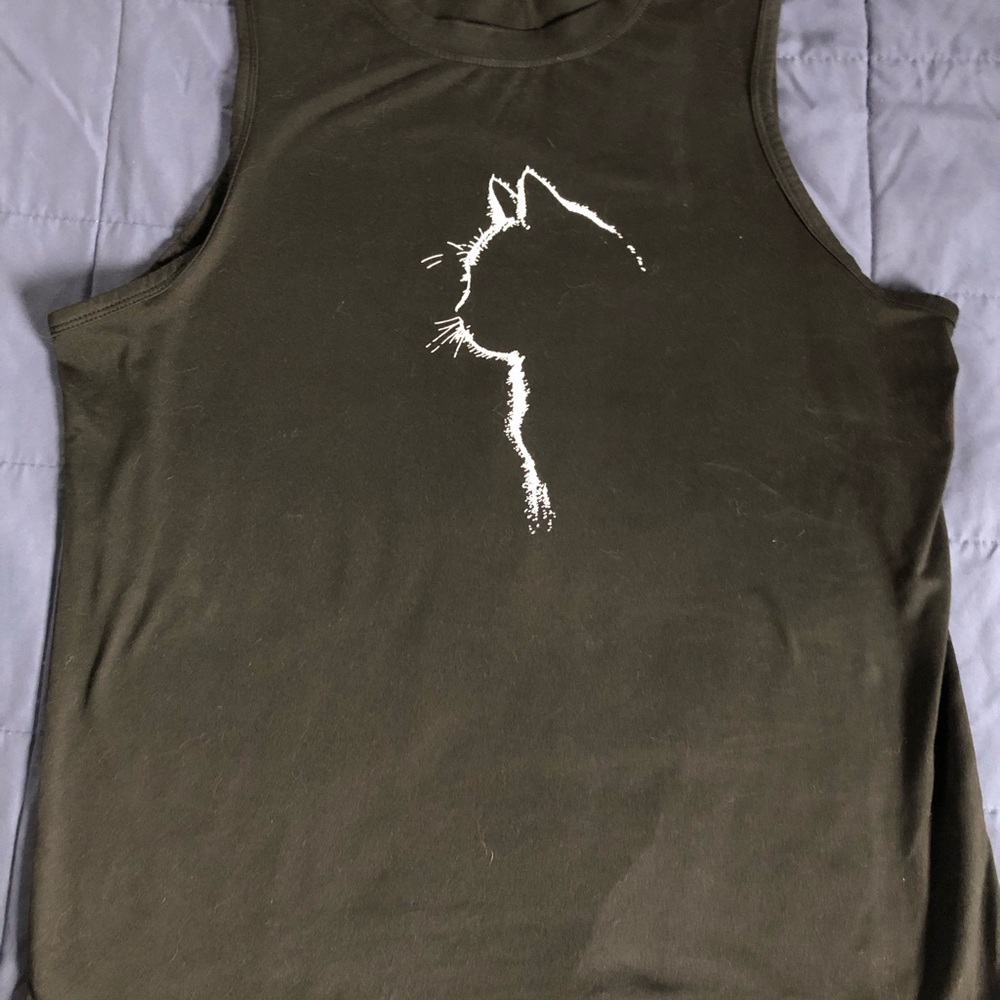 Black Tank Top with Cat Outline